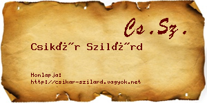 Csikár Szilárd névjegykártya